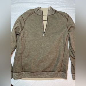 Tommy Bahama Sweater Mens XL Reversible Brown Long Sleeve Zipper Cotton